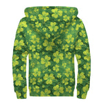 St. Patrick's Day Shamrock Pattern Print Sherpa Lined Zip Up Hoodie
