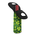St. Patrick's Day Shamrock Pattern Print Single Neoprene Wine Tote