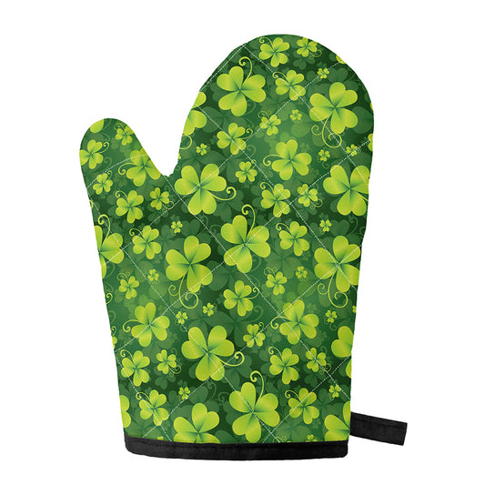 St. Patrick's Day Shamrock Pattern Print Single Oven Mitt