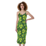 St. Patrick's Day Shamrock Pattern Print Slim Fit Midi Cami Dress