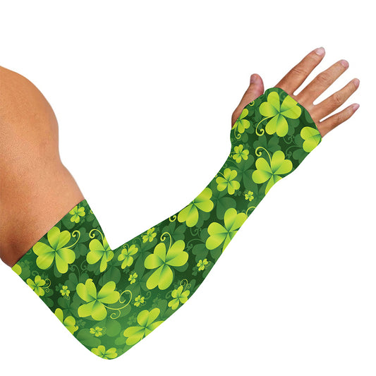 St. Patrick's Day Shamrock Pattern Print Sun Protection Arm Sleeves