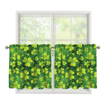 St. Patrick's Day Shamrock Pattern Print Tier Curtains