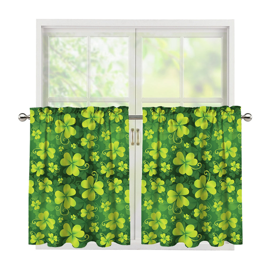 St. Patrick's Day Shamrock Pattern Print Tier Curtains