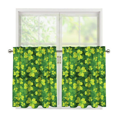 St. Patrick's Day Shamrock Pattern Print Tier Curtains