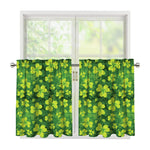 St. Patrick's Day Shamrock Pattern Print Tier Curtains