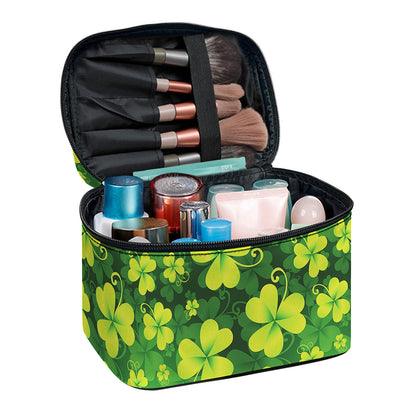 St. Patrick's Day Shamrock Pattern Print Travel Makeup Bag