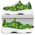 St. Patrick's Day Shamrock Pattern Print White Chunky Shoes