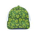 St. Patrick's Day Shamrock Pattern Print White Mesh Trucker Hat