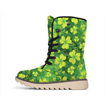 St. Patrick's Day Shamrock Pattern Print Winter Boots