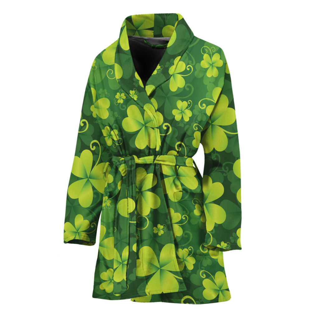 St. Patrick's Day Shamrock Pattern Print Women's Bathrobe