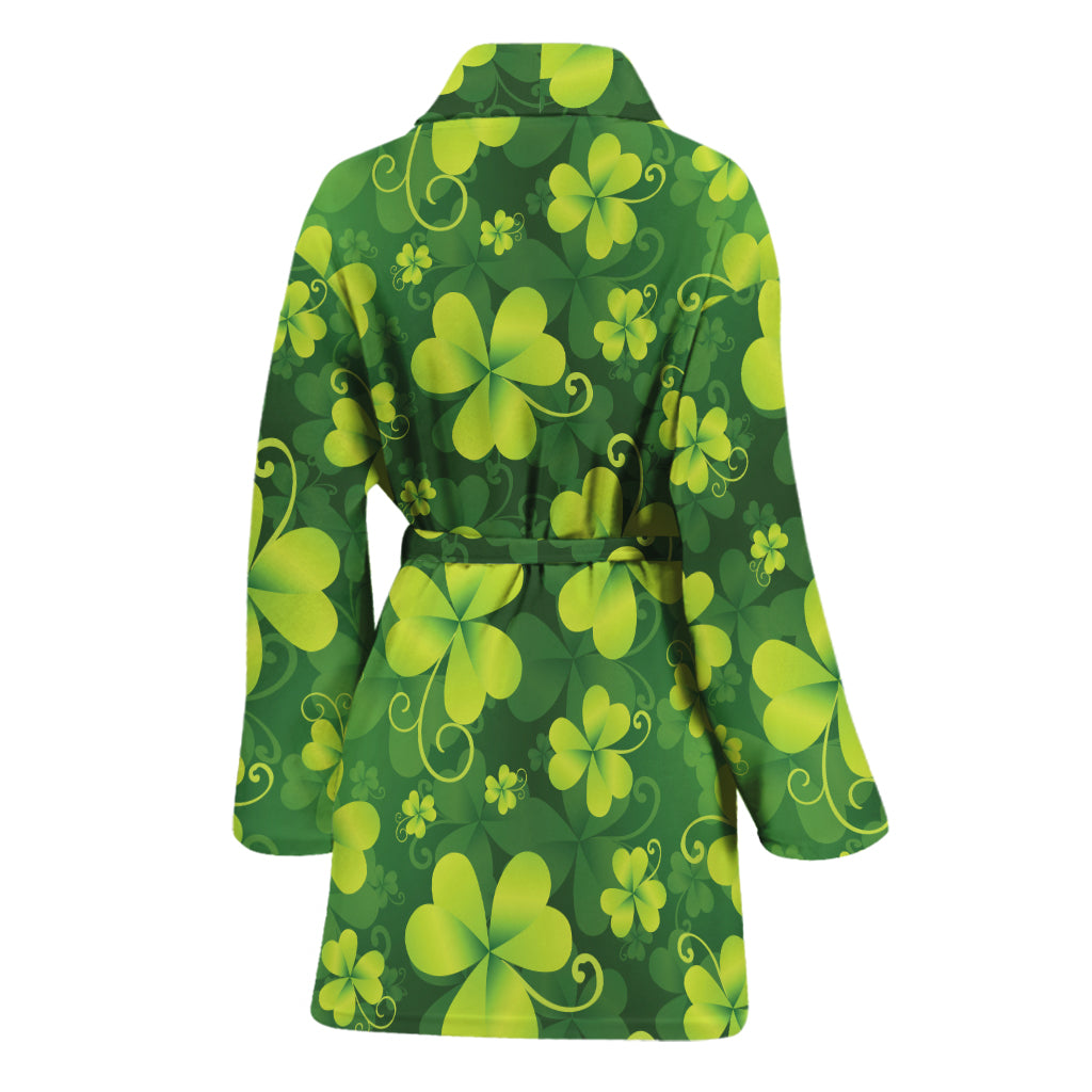 St. Patrick's Day Shamrock Pattern Print Women's Bathrobe