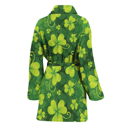 St. Patrick's Day Shamrock Pattern Print Women's Bathrobe