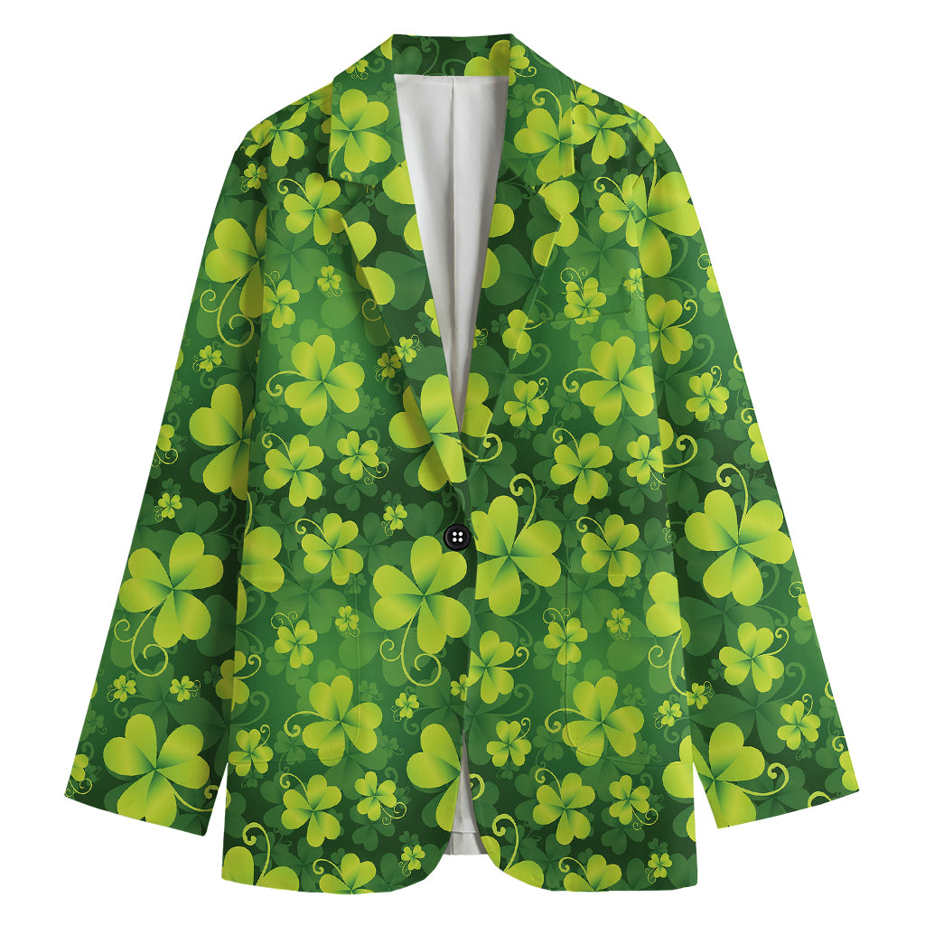 St. Patrick's Day Shamrock Pattern Print Women's Blazer