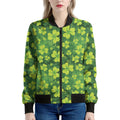 St. Patrick's Day Shamrock Pattern Print Women's Bomber Jacket