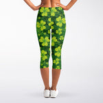 St. Patrick's Day Shamrock Pattern Print Women's Capri Leggings