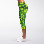 St. Patrick's Day Shamrock Pattern Print Women's Capri Leggings