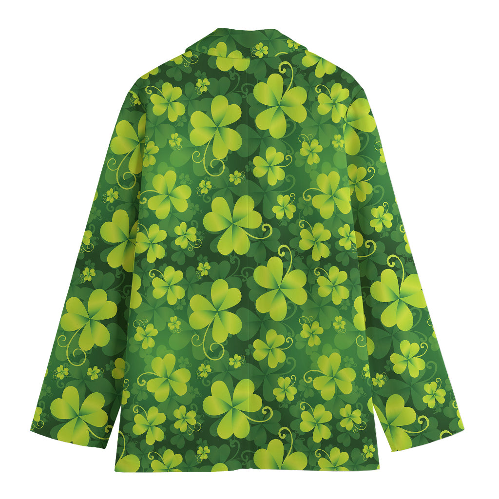 St. Patrick's Day Shamrock Pattern Print Women's Cotton Blazer