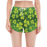 St. Patrick's Day Shamrock Pattern Print Women's Split Running Shorts