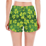 St. Patrick's Day Shamrock Pattern Print Women's Split Running Shorts