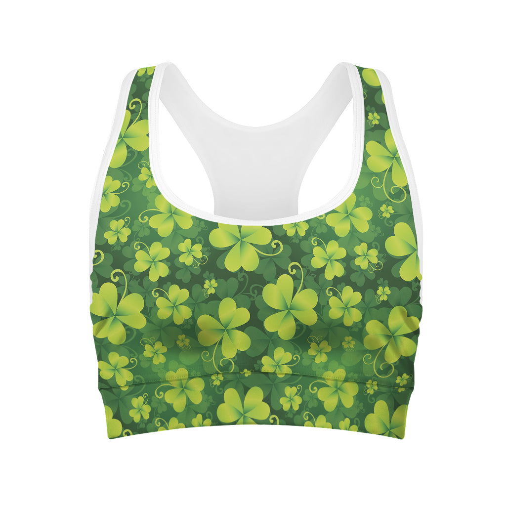 St. Patrick's Day Shamrock Pattern Print Women's Sports Bra