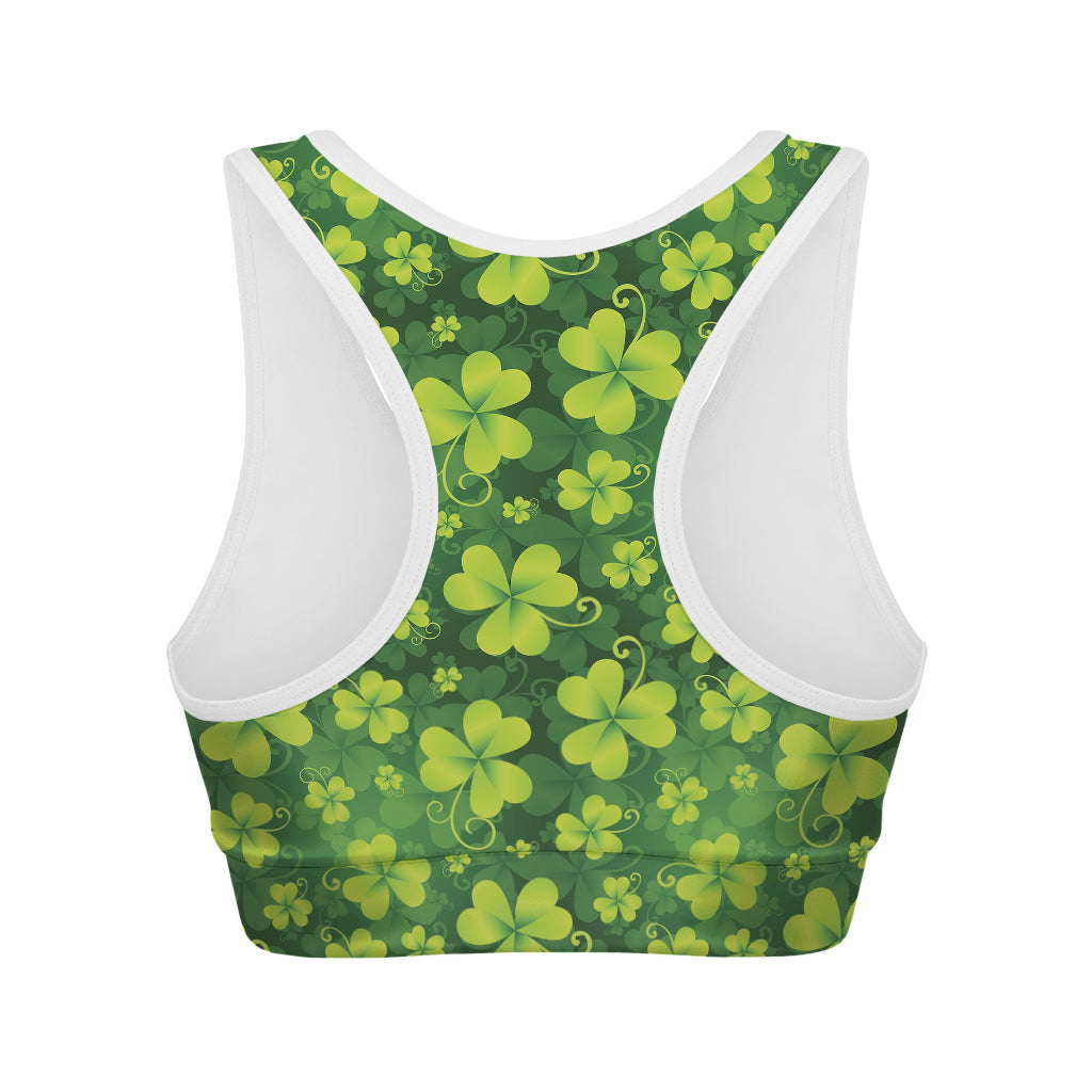 St. Patrick's Day Shamrock Pattern Print Women's Sports Bra