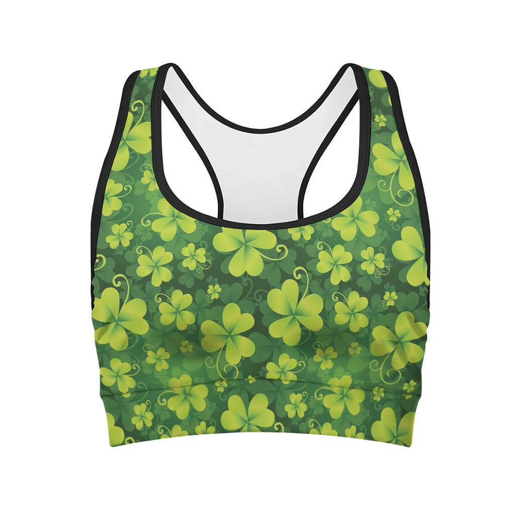 St. Patrick's Day Shamrock Pattern Print Women's Sports Bra