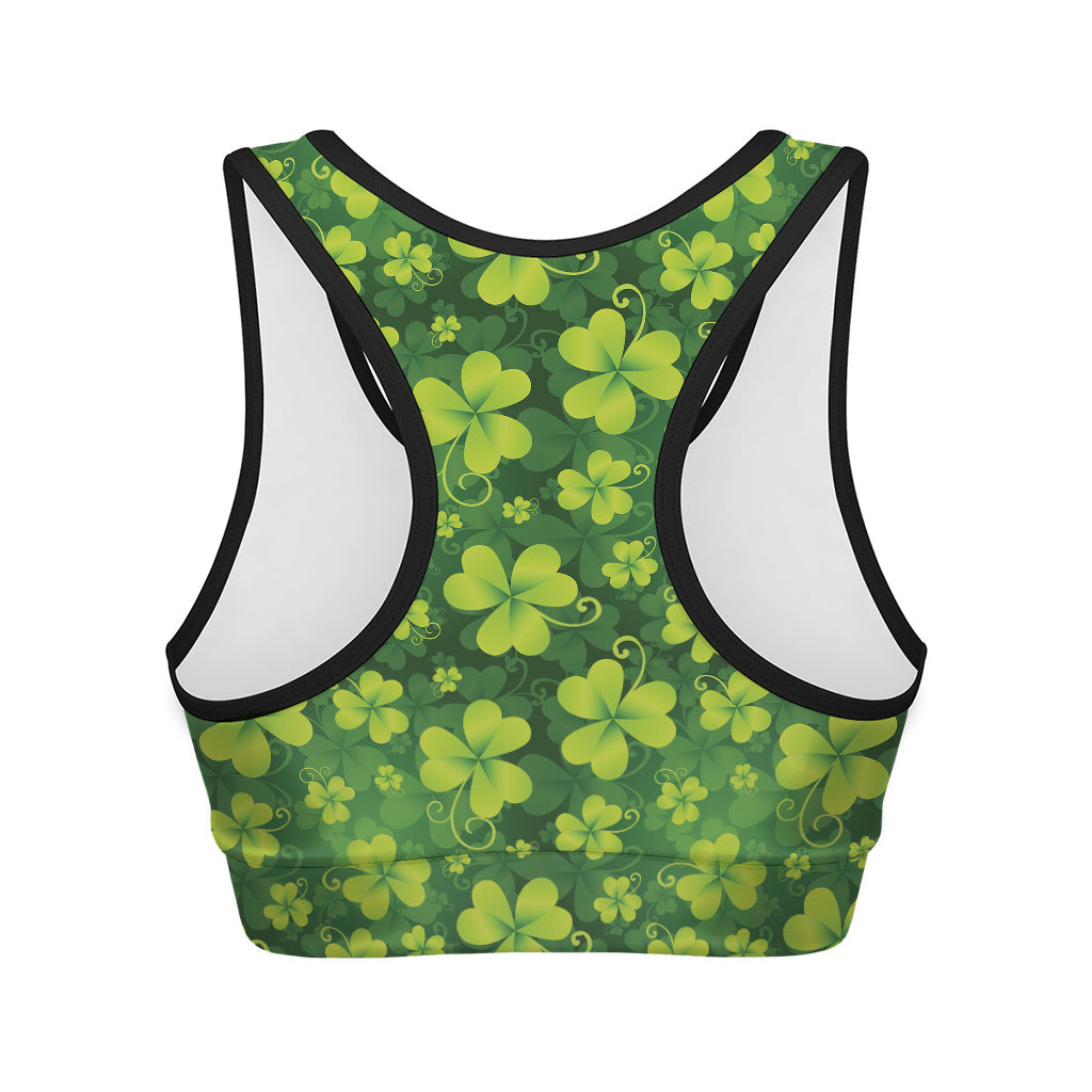 St. Patrick's Day Shamrock Pattern Print Women's Sports Bra