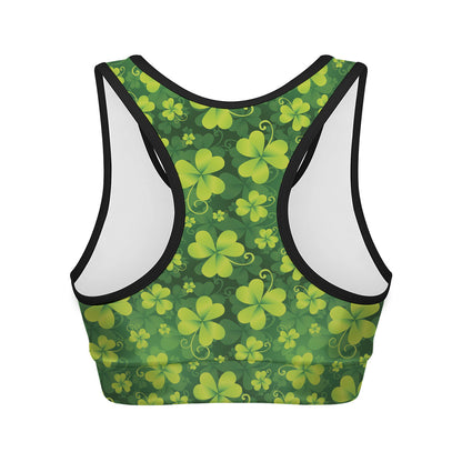 St. Patrick's Day Shamrock Pattern Print Women's Sports Bra