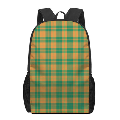 St. Patrick's Day Stewart Plaid Print 17 Inch Backpack