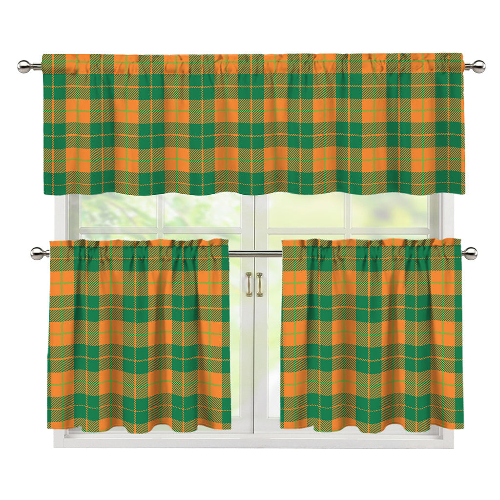 St. Patrick's Day Stewart Plaid Print 3 Piece Kitchen Curtains