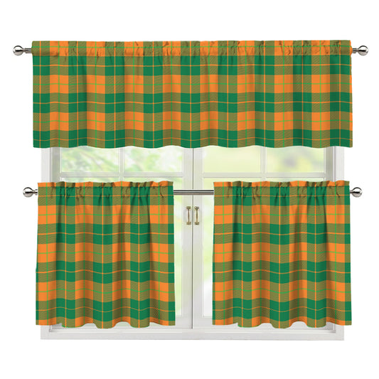 St. Patrick's Day Stewart Plaid Print 3 Piece Kitchen Curtains