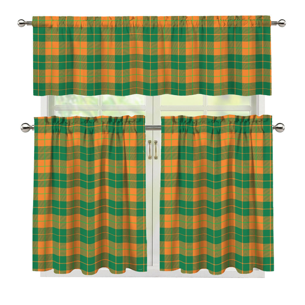 St. Patrick's Day Stewart Plaid Print 3 Piece Kitchen Curtains
