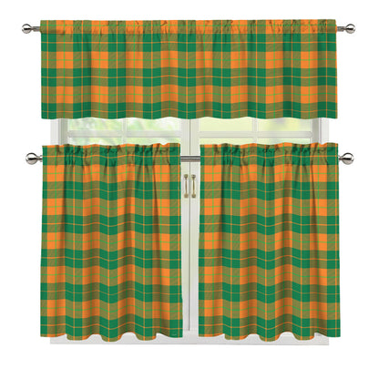 St. Patrick's Day Stewart Plaid Print 3 Piece Kitchen Curtains