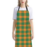 St. Patrick's Day Stewart Plaid Print Bib Apron With Pocket
