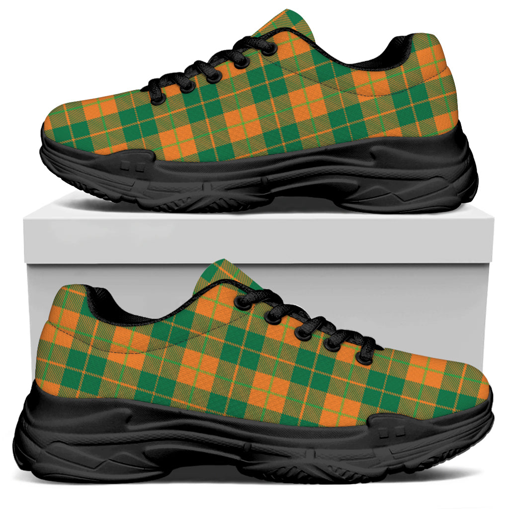 St. Patrick's Day Stewart Plaid Print Black Chunky Shoes