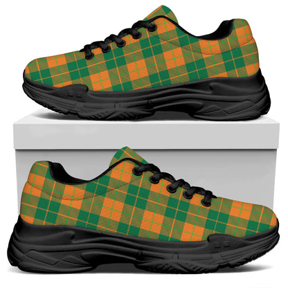 St. Patrick's Day Stewart Plaid Print Black Chunky Shoes