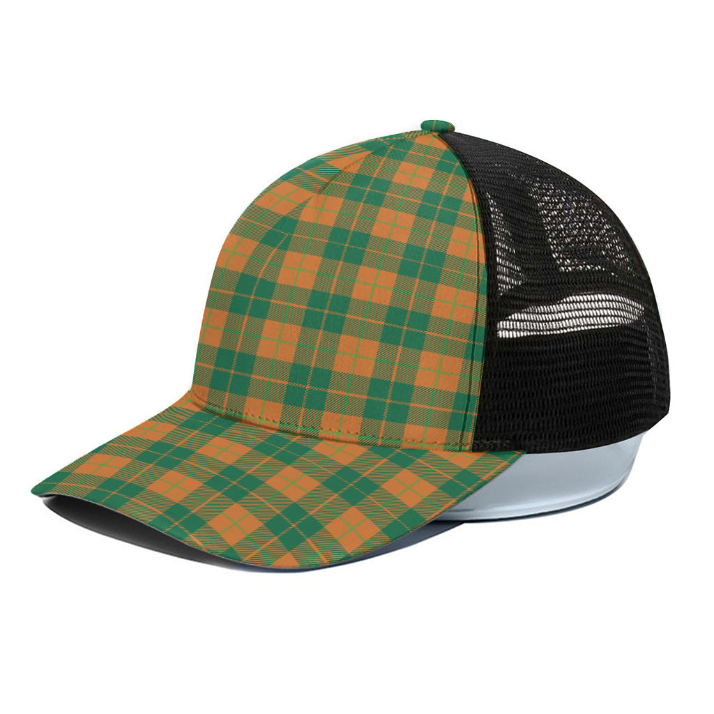 St. Patrick's Day Stewart Plaid Print Black Mesh Trucker Cap