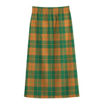 St. Patrick's Day Stewart Plaid Print Cotton Front Slit Maxi Skirt