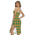 St. Patrick's Day Stewart Plaid Print Cross Back Cami Dress