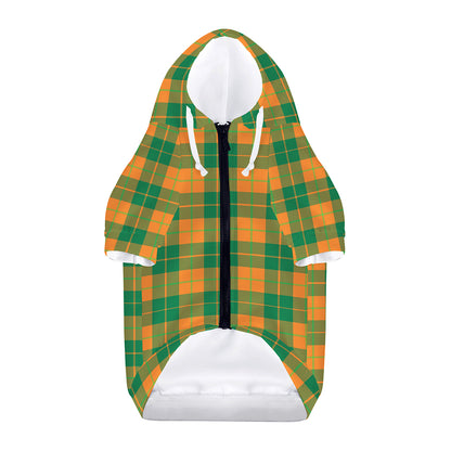 St. Patrick's Day Stewart Plaid Print Dog Zip Up Hoodie