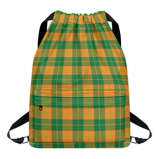 St. Patrick's Day Stewart Plaid Print Drawstring Backpack