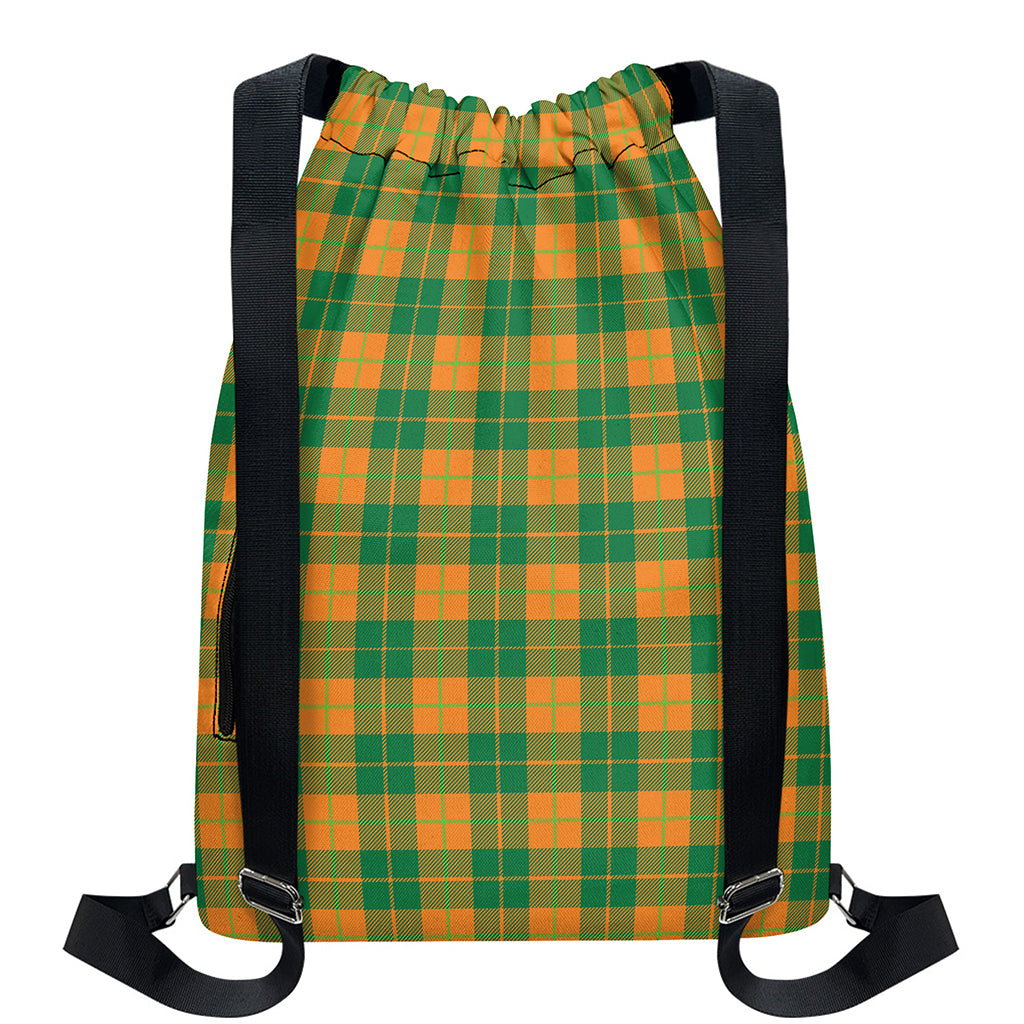 St. Patrick's Day Stewart Plaid Print Drawstring Backpack