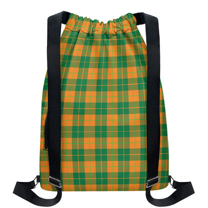 St. Patrick's Day Stewart Plaid Print Drawstring Backpack