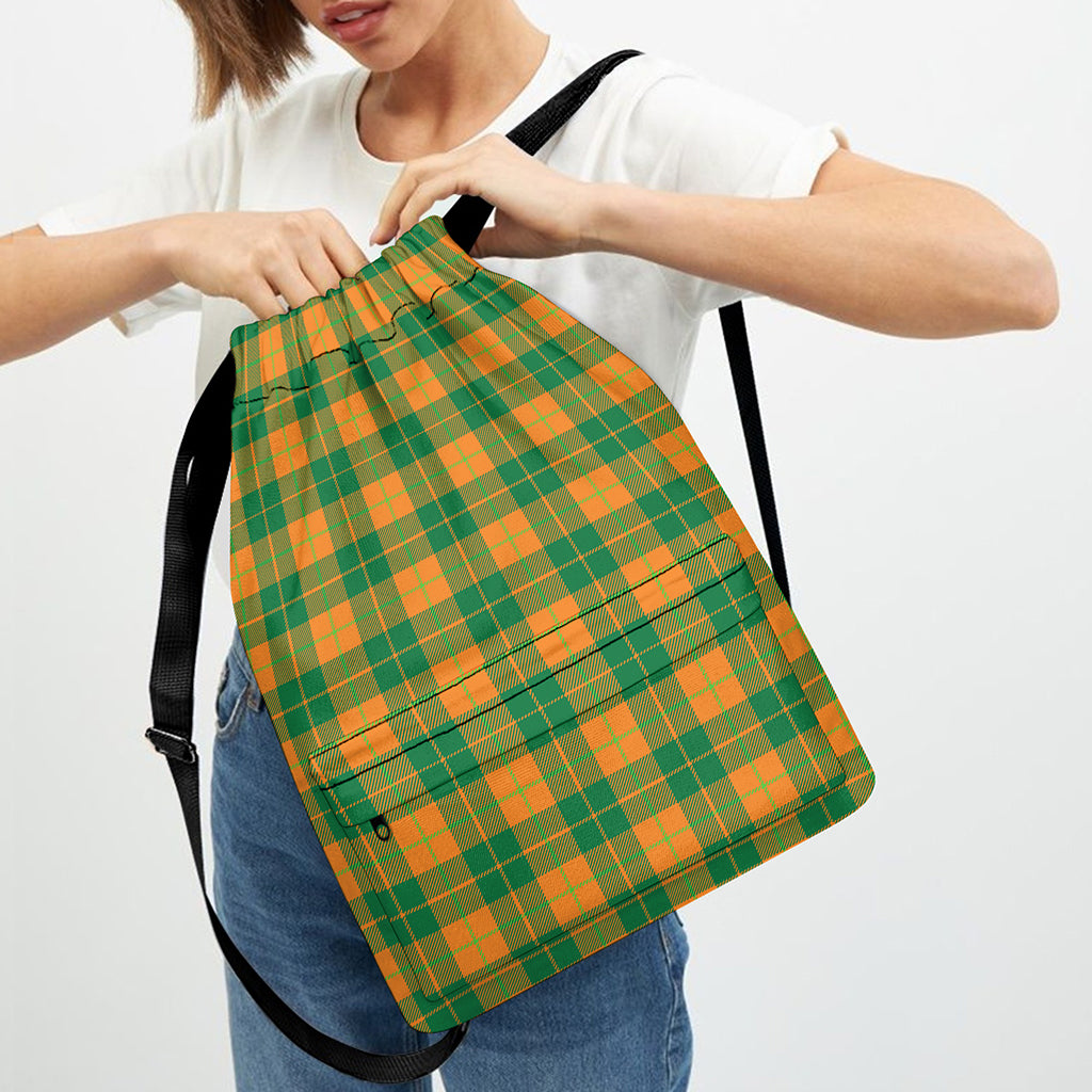 St. Patrick's Day Stewart Plaid Print Drawstring Backpack