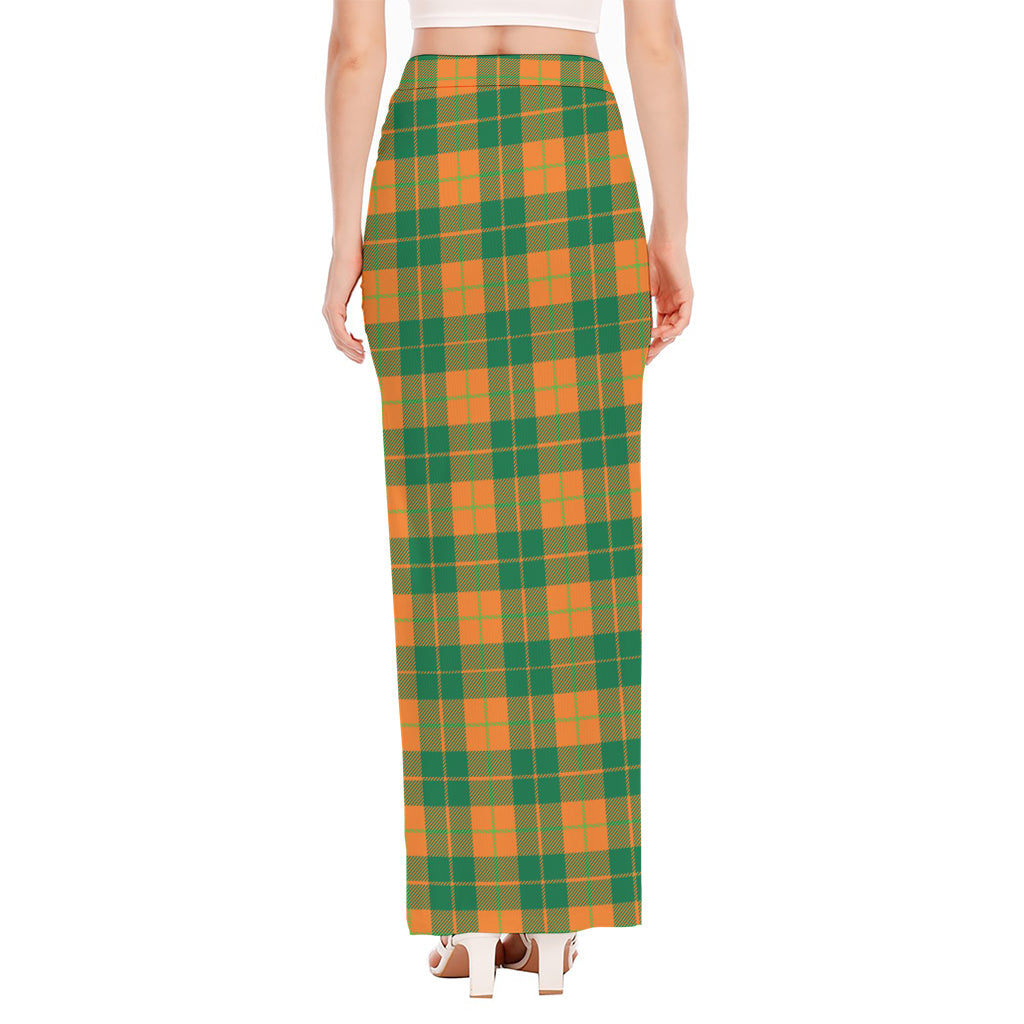 St. Patrick's Day Stewart Plaid Print High Slit Maxi Skirt