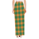 St. Patrick's Day Stewart Plaid Print High Slit Maxi Skirt