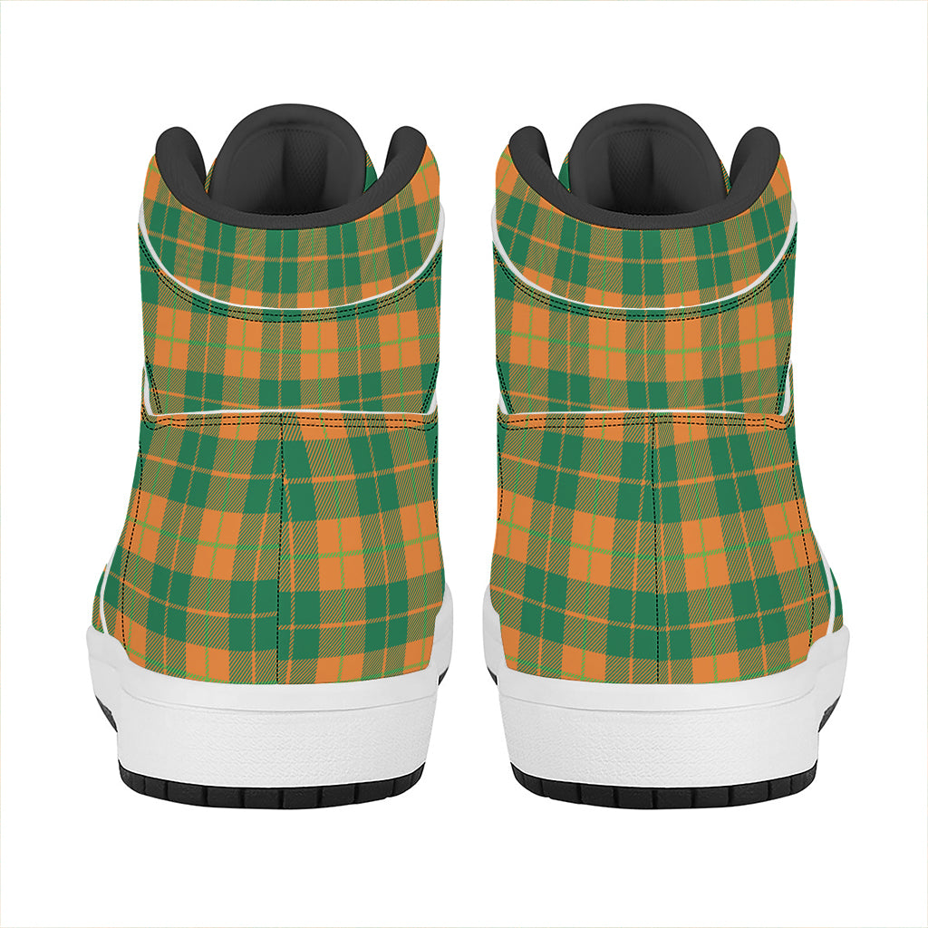 St. Patrick's Day Stewart Plaid Print High Top Leather Sneakers