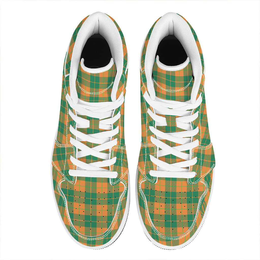 St. Patrick's Day Stewart Plaid Print High Top Leather Sneakers