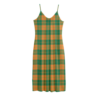 St. Patrick's Day Stewart Plaid Print Jersey Midi Cami Dress