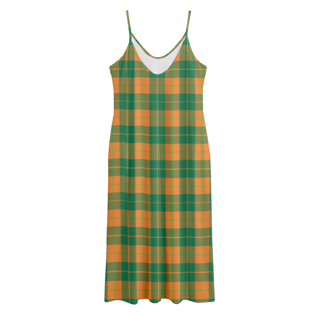 St. Patrick's Day Stewart Plaid Print Jersey Midi Cami Dress